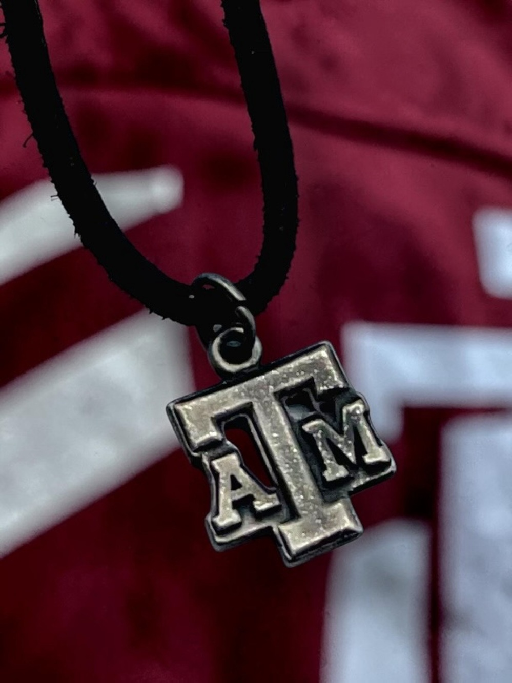 Texas A&M Aggies NCAA Logo Pewter Pendant Black Cord Necklace